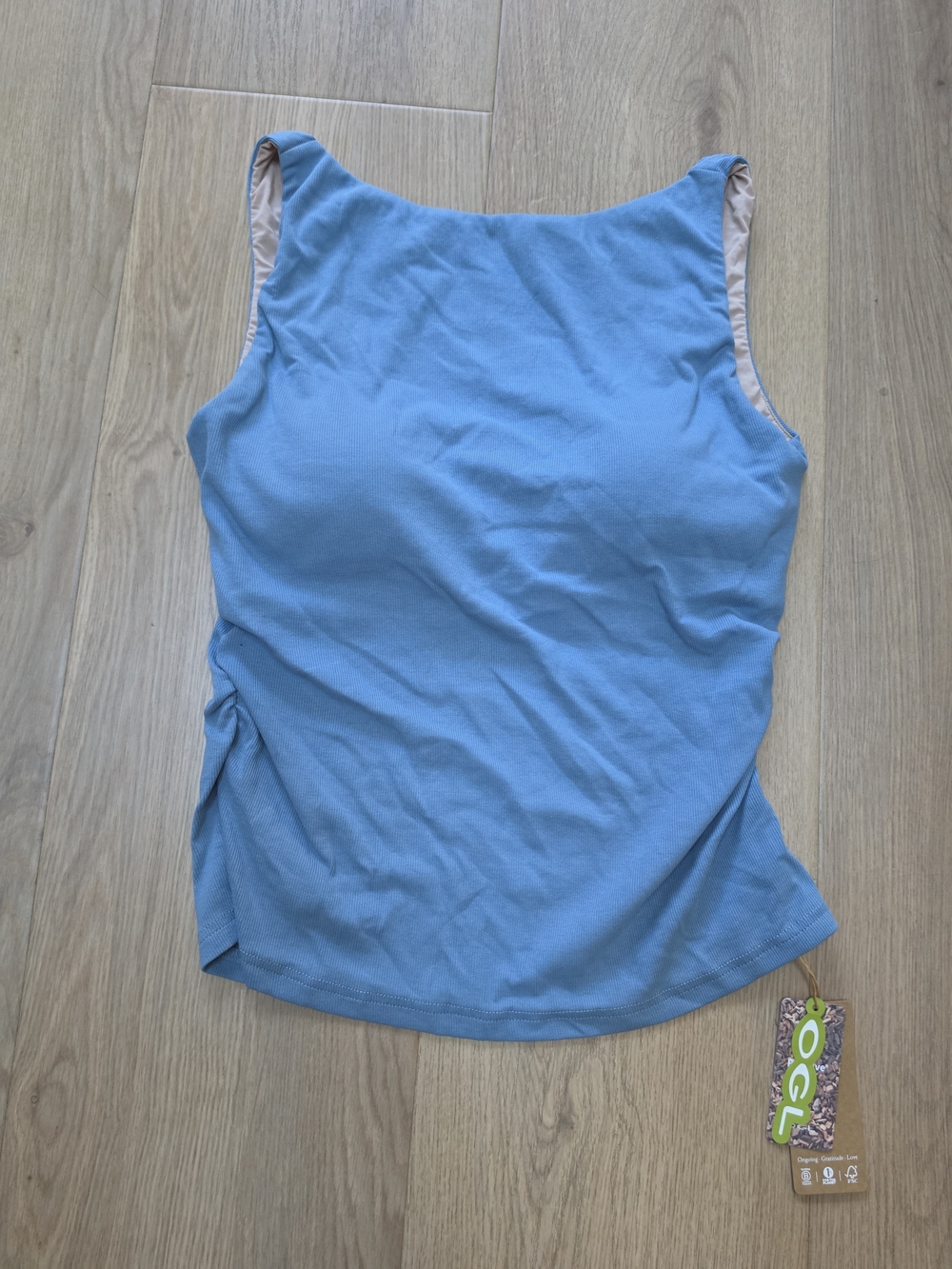 NWT OGL Move Ribbed Built-In Bra Tank Blue Women's Tank Top - Classic Scoop Neck - Picture 2 of 7